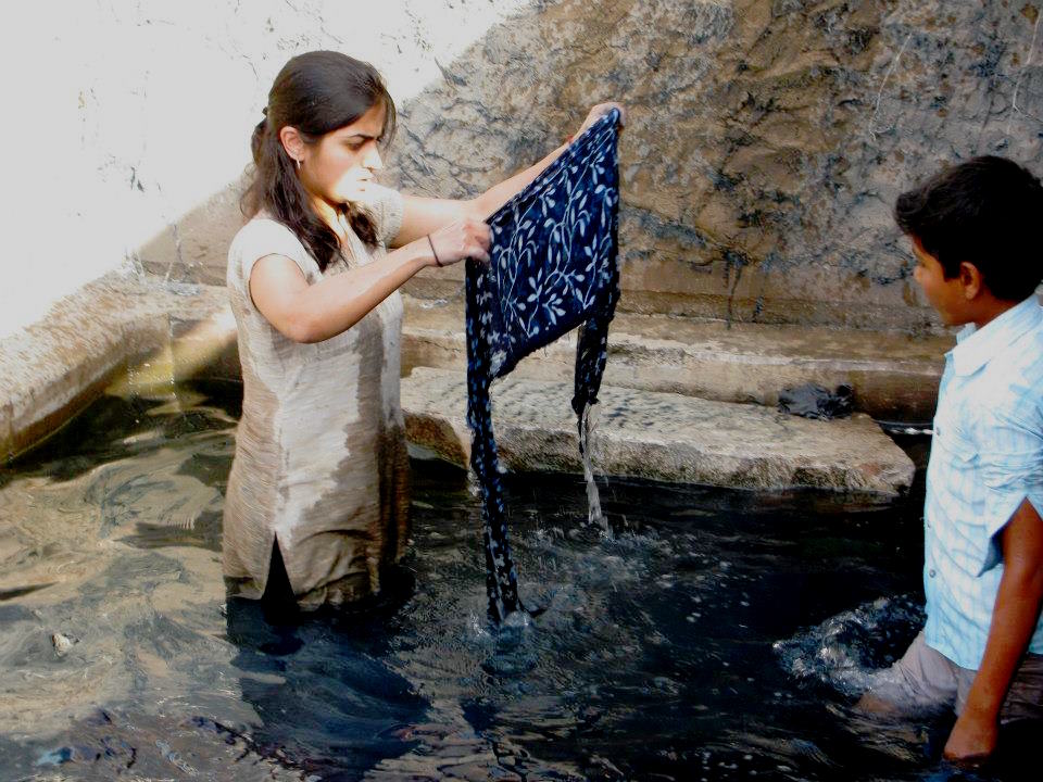 Indigo Dyed Fabric after Block Printing