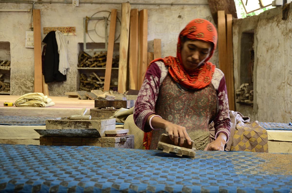 Woman Artisan Block Printing for Ichcha