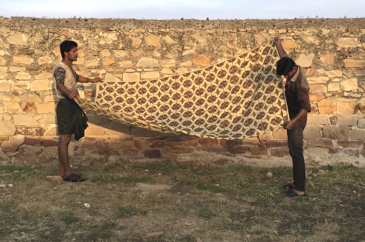 Block Printed and Hand Dyed Fabrics Drying