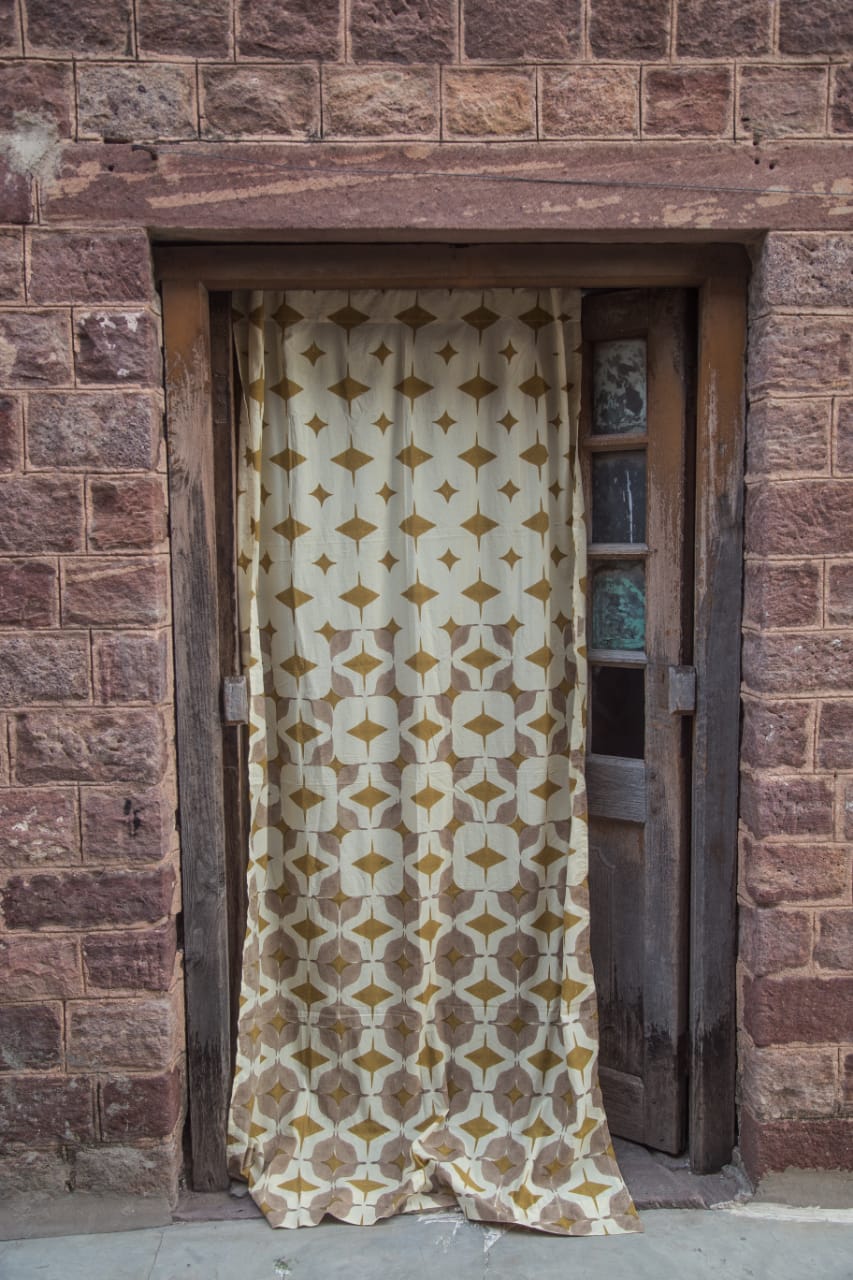 Geo BlocK Print Window Curtains