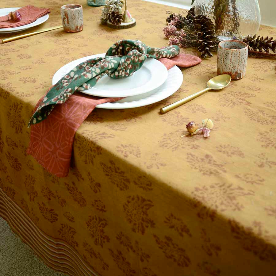 blockprint tablecloth easter table cover