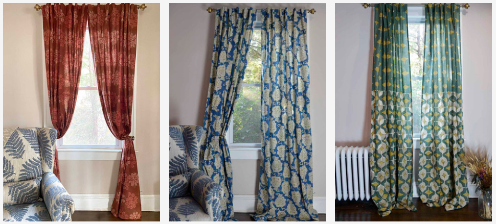 shop block printed sheer curtains from ichcha