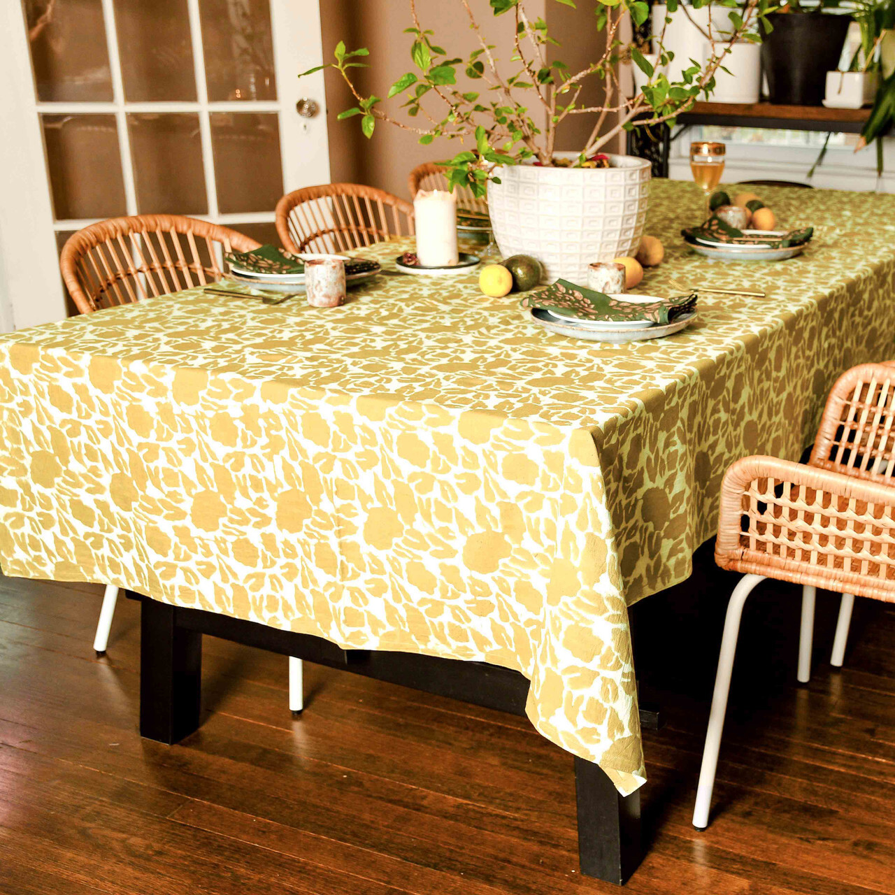 yan mustard blockprint tablecloth easter tablecloth